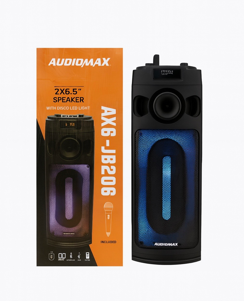 [AX-JB206] BOCINA AMPLIFICADA AUDIOMAX DOBLE 6.5 AX-JB206 CON MICRONFONO